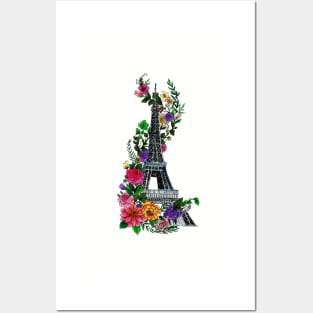 Floral Eiffel Tower Posters and Art